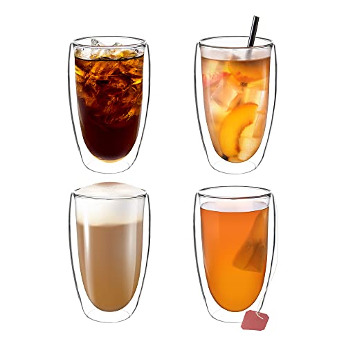 Impolio Classic doppelwandige Latte Macchiato, Tee Gläser mit Schwebeeffekt, Thermogläser, hitzebeständiges Teeglas, Kaffeeglas, Tee, (4, 450 ml) von Impolio