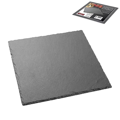 Ardoise Tableware Servierplatte, quadratisch, 25 x 25 cm, Schieferplatte von Import Distribution Fornord