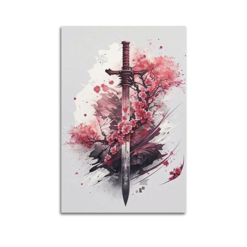 Impr Samurai Katana Poster, dekoratives Gemälde, Leinwand, Wandposter und Kunstdruck, modernes Familienschlafzimmer-Dekor-Poster, 40 x 60 cm von Impr