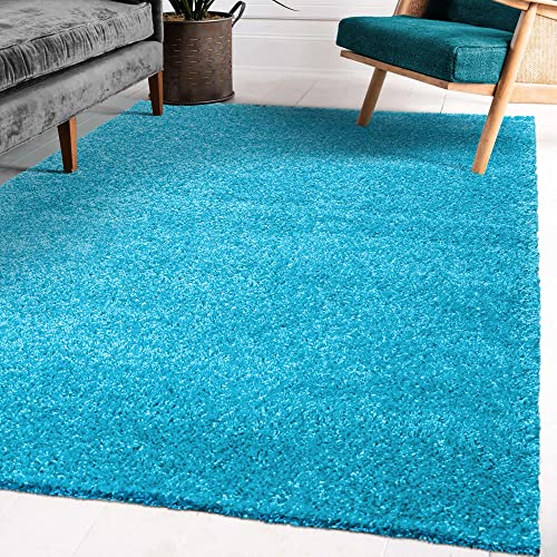 Impression Wohnzimmerteppich - Hochwertiger Öko-Tex zertifizierter Flächenteppich - Solid Color Teppich Aqua - Größe 120x170 von Impression
