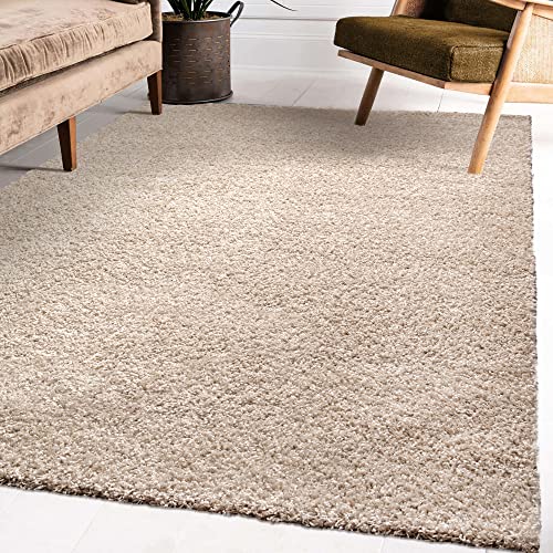 Impression Wohnzimmerteppich - Hochwertiger Öko-Tex zertifizierter Flächenteppich - Solid Color Teppich Beige - Größe 140x200 von Impression