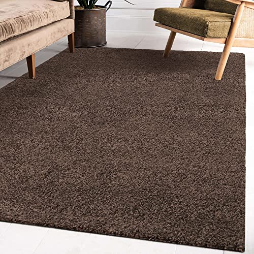 Impression Wohnzimmerteppich - Hochwertiger Öko-Tex zertifizierter Flächenteppich - Solid Color Teppich Dunkelbraun - Größe 140x200 von Impression