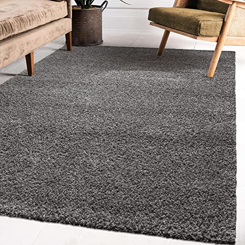Impression Wohnzimmerteppich - Hochwertiger Öko-Tex zertifizierter Flächenteppich - Solid Color Teppich Grau - Größe 140x200 von Impression