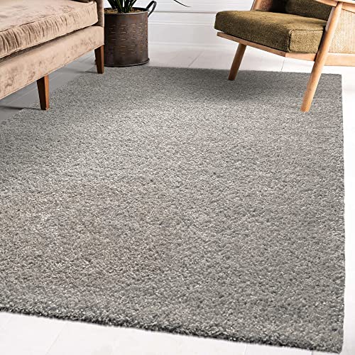 Impression Wohnzimmerteppich - Hochwertiger Öko-Tex zertifizierter Flächenteppich - Solid Color Teppich Hellgrau - Größe 120x170 von Impression