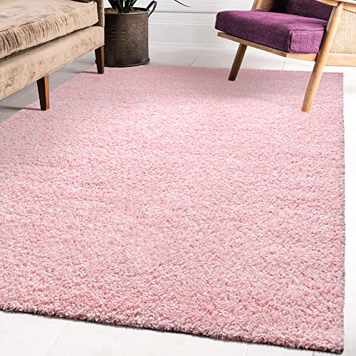 Impression Wohnzimmerteppich - Hochwertiger Öko-Tex zertifizierter Flächenteppich - Solid Color Teppich Hellrosa - Größe 140x200 von Impression