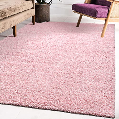 Impression Wohnzimmerteppich - Hochwertiger Öko-Tex zertifizierter Flächenteppich - Solid Color Teppich Hellrosa - Größe 80x250 von Impression
