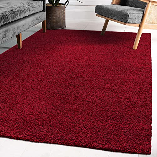 Impression Wohnzimmerteppich - Hochwertiger Öko-Tex zertifizierter Flächenteppich - Solid Color Teppich Rot - Größe 160x230 von Impression