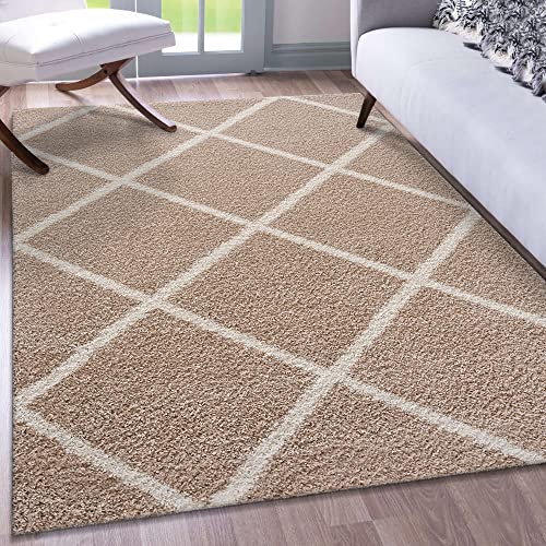 Impression Teppich Weicher Flächenteppich, Luxus Muster Teppich, Hochwertiger Schlafzimmerteppich, Wohnzimmerteppich, Küche - Beige, Größe:80x150 cm von Impression