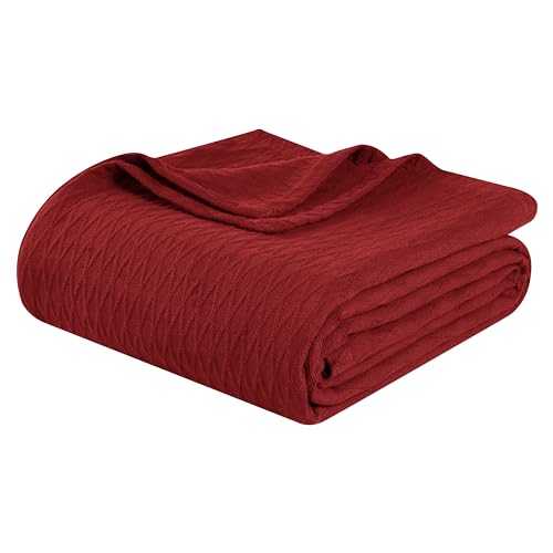 Impressions All Season Luxurious Diamond Weave Blanket Cotton, Burgundy, Twin/X-Large von Superior