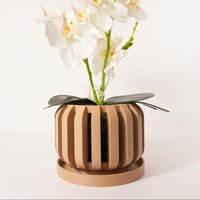 Orchideentopf Mit Untersetzer „Frenor" | Modernes Und Einzigartiges Innendesign 3D-Gedruckt von Imprimico