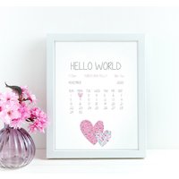 Hello World Personalisierte Illustrierte Geburtsdruck, Baby-Geburtsdruck, Dekorationsdruck, Illustration Für Mädchen Hello World Personalisierte Illustrierte Geburtsdruck, Baby-Geburtsdruck, Dekorationsdruck, Illustration Für Mädchen von ImprintIllustration