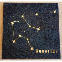 Lampe Konstellation Sternzeichen Aquarium. Led-Batterie, Blauer Glitzer, Zum Aufhängen Oder Ausruhen von ImprontaCreativaShop