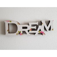 Traum. Inspirierende Und Lustige Dekoration. Dekorierte Pappe. Hängen Sie An Der Wand Oder Ruhen Sich Auf Einem Möbelstück Aus. Leicht von ImprontaCreativaShop
