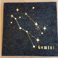 Twin Zodiac Konstellation Lampe. Batterie-Led, Blauer Glitzer Zum Aufhängen Oder Ausruhen von ImprontaCreativaShop