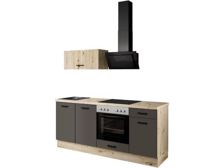 IMPULS KÜCHEN Küchenzeile Lissabon , Ausrichtung wählbar, Schubkästen mit Soft-Close, vormontiert, mit Vollauszug, Breite 195 cm, braun von Impuls
