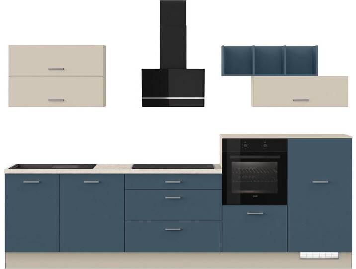 IMPULS KÜCHEN Küchenzeile New York , Schubkästen mit Soft-Close, (Set), wählbare Ausrichtung, Soft-Close-Schubkästen, Breite 320 cm, blau von Impuls