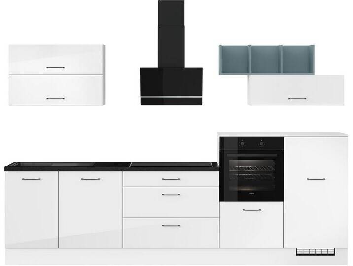 IMPULS KÜCHEN Küchenzeile New York , Schubkästen mit Soft-Close, wählbare Ausrichtung, Soft-Close-Schubkästen, Breite 320 cm, grau weiß von Impuls