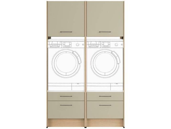Impuls WASCHMASCHINENSCHRANK IP 1200, Eiche, Salbeigrün, Metall, 126.4x206.2x68.5 cm, PEFC, Goldenes M, Made in Germany, erweiterbar, Waschküche, von Impuls