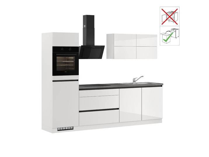 Küchenzeile IMPULS KÜCHEN  Hamburg , Ausrichtung wählbar, Schubkästen mit Soft-Close , grau (front: space grau hochglanz, korpus: space grau matt, arbeitsplatte: beton, optik schiefer dunkelgrau), B:280cm H:207,6cm T:60cm, Komplettküchen-Sets, Küchenzeile, vormontiert,wahlweise mit E-Geräten, Breite 280 cm von Impuls
