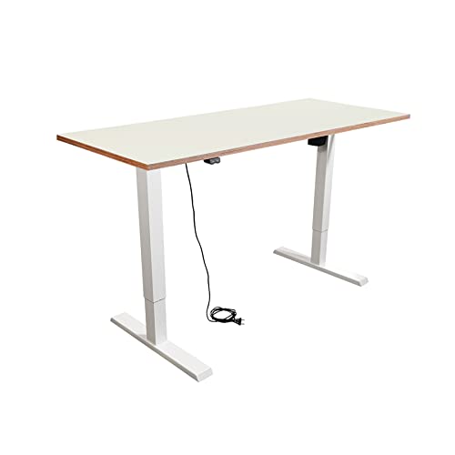 Imstande - höhenverstellbarer Schreibtisch I smart I Tischgestell elektrisch höhenverstellbar von 73-123cm, weiß mit Tischplatte HPL Platinweiß 140 x 80cm von Imstande