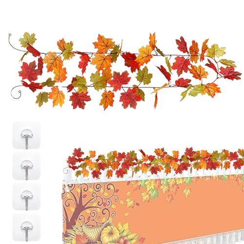 Imtrub Ahornblatt Girlande - Herbstkranz Für Thanksgiving Dekoration - Festliche Ahornblatt Girlande Für Schlafzimmer Erntedank Halloween Kamin Wohnzimmer Eingangsbereich von Imtrub