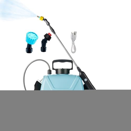 Imtrub Elektrische Gartenspritze - 5L Rucksacksprüher | 3 Sprühdüsen Bewässerungsgerät mit Schultergurt und Teleskopstange für Gartenpflanzen Pool Hof Boden Fenster Autopflege von Imtrub