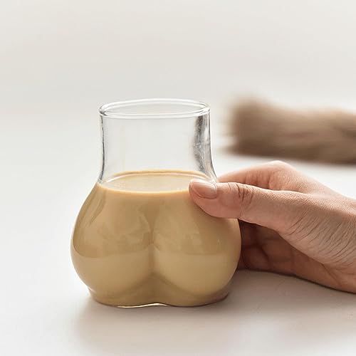 Imtrub Kaffeetassen Aus Glas | 450ML körperförmige Glasbecher | lustige Hintern-Form | Personalisierte Glas Becher | kreativer Hintern-Becher für Zuhause,Bar,Par | für Erwachsene, Heimdekoration von Imtrub