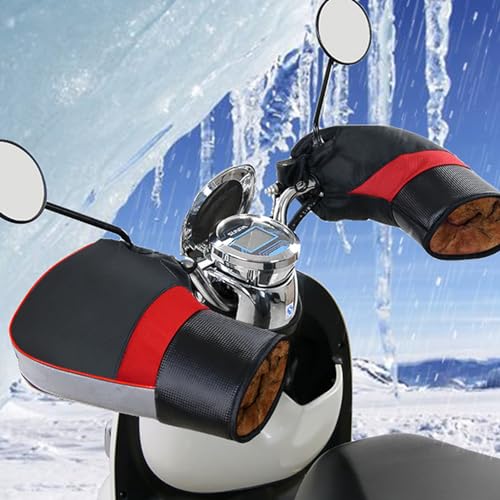 Imtrub Motorrad Lenker Handschuhe | Lenkerhandschuhe Fahrrad Winter | 1 Paar Thermo Motorradlenker Handschuhe wasserdichte Verdickt Plüschfutter Lenkermuffen mit Reflektierendes Großer von Imtrub
