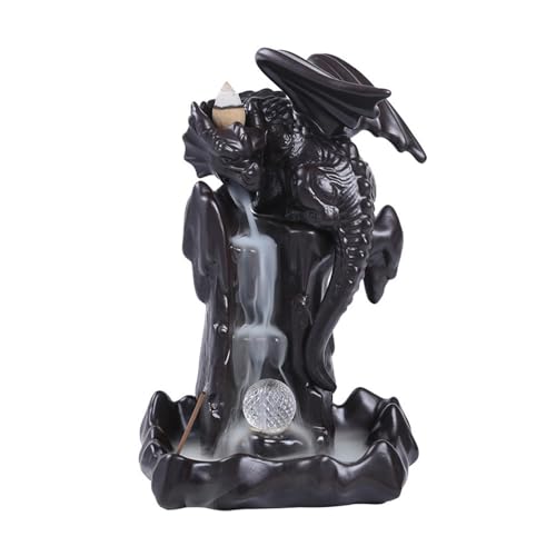 Imtrub Rückfluss-Räuchergefäß | Wasserfall-Keramik-Räucherstäbchenhalter mit Drachen-Räucherkegeln, perfekt für Zuhause, Duftdekoration, Aromatherapie-Ornament von Imtrub