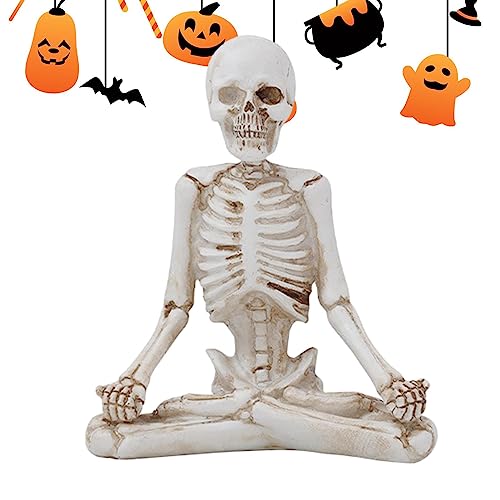 Imtrub Skelett Yoga Statue,Gruselige spirituelle Skulptur aus Kunstharz - Halloween-Partygeschenk, Tag der Toten-Dekorationen für Büros, Schreibtisch, Eingang, Wohnzimmer, Arbeitszimmer von Imtrub