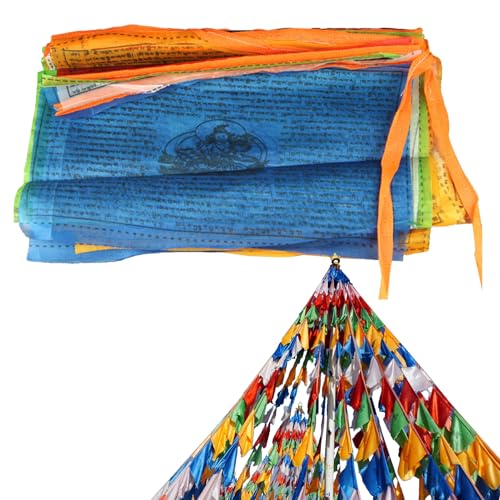 Imtrub Tibetische Gebetsfahnen,20 Stück Buddhistische Zen Flaggenbanner - 25x15 Cm Friedliche Dekoration Tibetische Gebetsflaggen Für Wand Hof Außenbereich Innenbereich Spirituelle Atmosphäre von Imtrub