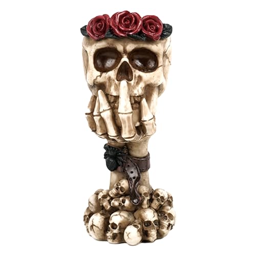 Imtrub Totenkopf Pflanze Übertopf, Halloween Schädel Kopf Blumentopf, Pflanztopf Schädel Kopf Totenkopf Modell Übertopf Topf Blumen Pflanzen Dekoration 8,5 x 9,7 x 19cm von Imtrub