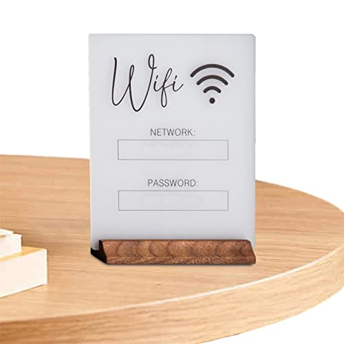 Imtrub WLAN Code Sign Acryl,WLAN-Board mit Holzsockel für Gästezimmer | WiFi-Schild für Zuhause, Gäste, Gastgeber, Home Commerce Centerpieces Decor von Imtrub