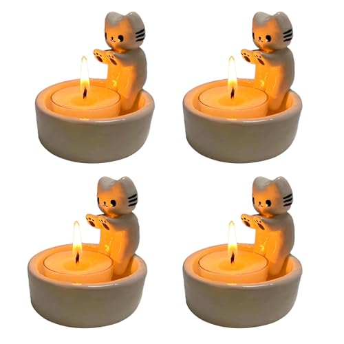 Kitten Candle Holder, Katzen-Kerzenhalter mit wärmenden Pfoten, Kätzchen-Teelicht-Kerzenhalter, Kätzchen wärmt Seine Pfoten, Katzenliebhaber, Heim und Bürodekoration von Imtrub
