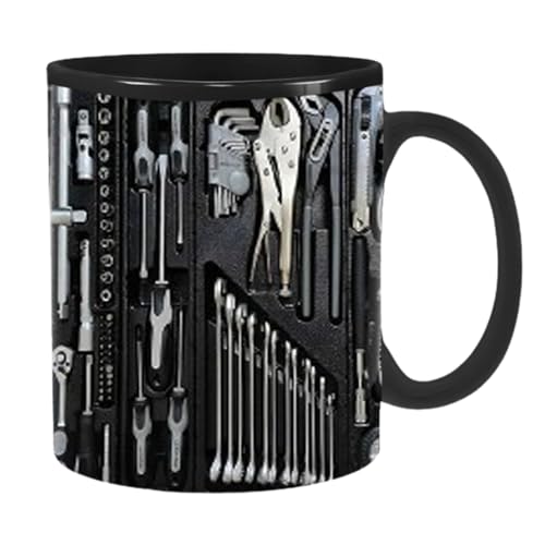 Mechaniker Tasse - Geschenkidee Mechaniker-Tasse 3D-kreatives Design, Bedruckte Schwarze Keramiktasse für Kaffee, Mechaniker-Teetasse für Vater, Herren, Geschenke für Ihn, Ehemann, Freund von Imtrub