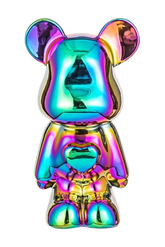 ImyHok Bücherregal Deko Bär Statue aus Keramik Aesthetic Room Dekoartikel Tierstatuen Zimmer Bücherregal Dekoration Skulptur (Colourful) von ImyHok