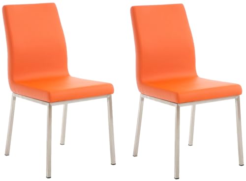 In And OutdoorMatch Esszimmerstühle Ervin - Orange und Metall - 2er Set - Kunstleder - Hochwertige Polsterung - Klassischer Esszimmerstuhl - Minimalistischer Look von In And OutdoorMatch