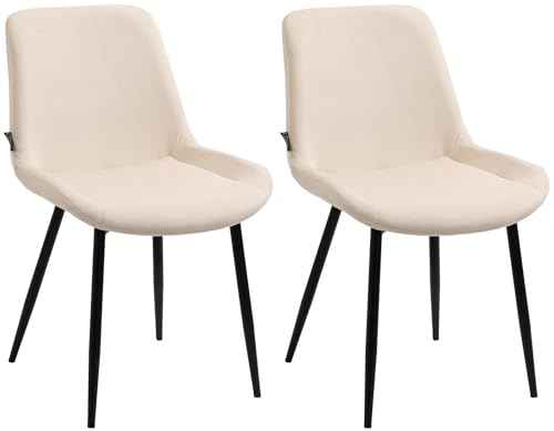 In And OutdoorMatch Esszimmerstühle Katelyn - Creme - 2er Set - Samt - Hochwertige Polsterung - Stilvolle Esszimmerstühle - Luxus Optik von In And OutdoorMatch