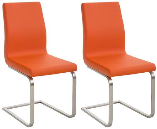 In And OutdoorMatch Esszimmerstuhl Maxwell - Orange - 2er Set - Kunstleder - Hochwertige Polsterung - Luxuriöse Esszimmerstühle - Modernes Aussehen von In And OutdoorMatch