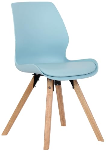 In And OutdoorMatch Stuhl Iona - Blau - Esszimmerstuhl - Kunststoff, Kunstleder und Buchenholz - Hochwertige Polsterung - Dekorativer Stuhl - Stilvoller Esszimmerstuhl - Moderner Look von In And OutdoorMatch