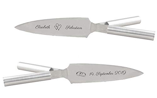 In Twees -Hochzeitstortenmesser mit 2 Griffen Edelstahl Tortenmesser Hochzeit NEU. inkl. Geschenkverpackung. Handgefertigt - Made in Germany seit 2009. Signatur Klinge zweiseitig Variante 2 von In Twees