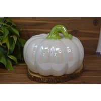 Riesen Kürbis Keramik Kürbis - Perlmutt Weiß Märchen Aschenputtel Ernte Apfel Grün Herbst Halloween Home Decor von InAGlaze