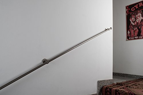 Handlauf Durchmesser 20 mm, Länge: 140 cm, gebürsteter Edelstahl – Belastung bis 80kg – komplett von InCasa