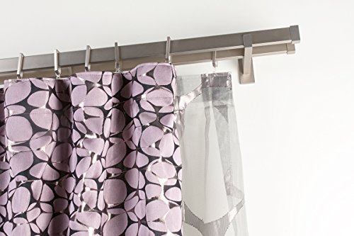 InCasa Doppelte Gardinenstange 31x12 mm: Länge: 260 cm, rechtwinklig gebürsteter Edelstahl - komplett von InCasa