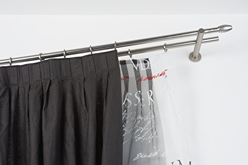 InCasa Doppelte Gardinenstange Ø 20 mm, Länge: 280 cm, Modell Elegance mit tappo chic gebürsteter Edelstahl – komplett InCasa Doppelte Gardinenstange Ø 20 mm, Länge: 280 cm, Modell Elegance mit tappo chic gebürsteter Edelstahl – komplett von InCasa