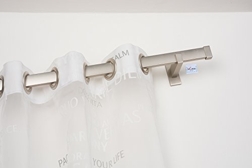 InCasa Gardinenstange 31x12 mm: Länge: 140 cm, mit langerHalterung ohne Ringe (geeignet für Öse 4cm) rechtwinklig gebürsteter Edelstahl – komplett von InCasa