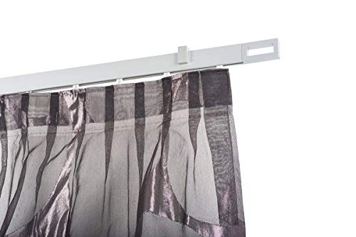 InCasa Gardinenstange 32 x 12 mm, Länge: 140 cm, rechtwinklig gebürsteter Aluminium - komplett von InCasa