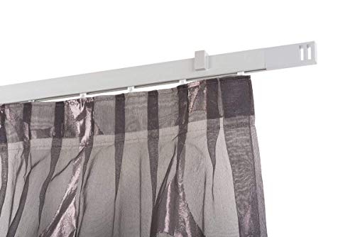 InCasa Gardinenstange 32 x 12 mm, Länge: 140 cm, rechtwinklig gebürsteter Aluminium - komplett von InCasa