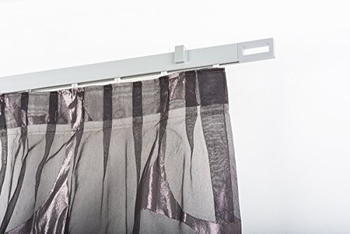 InCasa Gardinenstange 32 x 12 mm, Länge: 160 cm, rechtwinklig gebürsteter Aluminium – komplett von InCasa