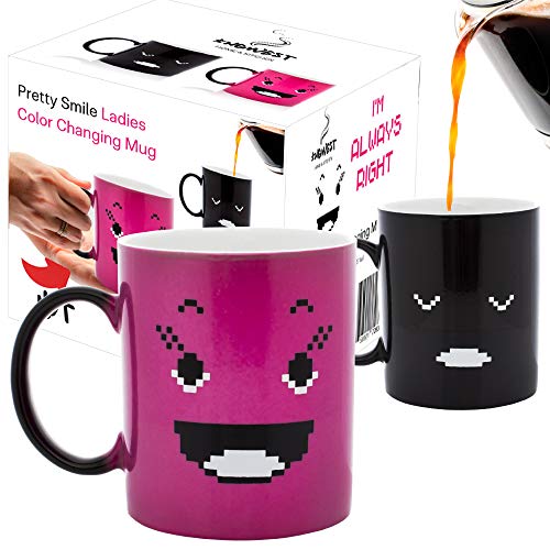 InGwest. Morning Coffee Tasse. 300 ml. ändern Farbe Tasse mit Funny Smile. Keramik wärmeempfindliche wärmeempfindliche Becher Tasse. Neuheit wärmeempfindliche Funny Pink Tasse Pink Smile von InGwest Home